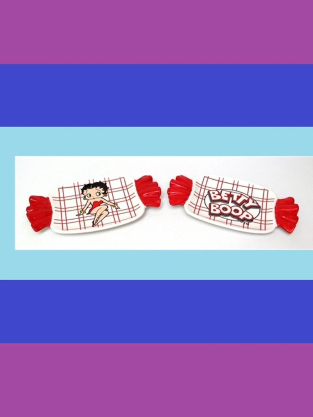 Set of Two (2) Ceramic Betty Boop Classic Plates 9 3/4" long 5 1/2" wide 36880